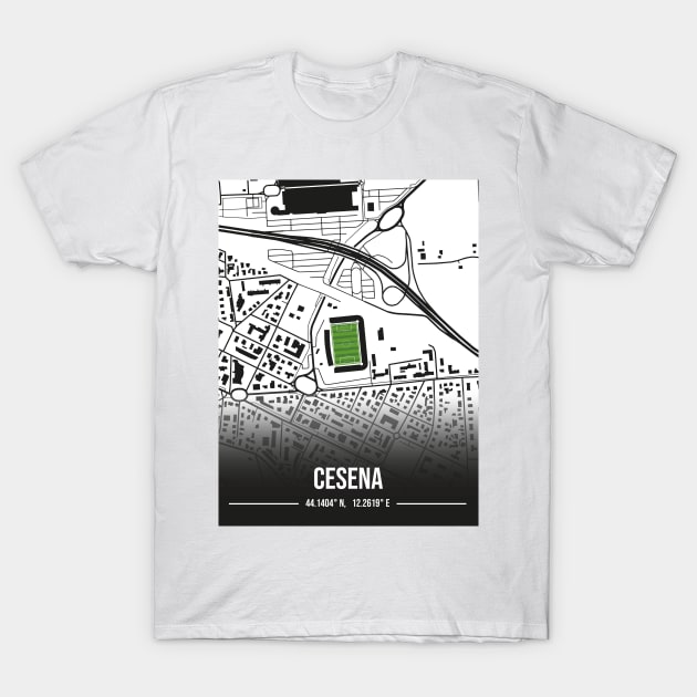 Cesena FC Stadium Map Design T-Shirt by TopFootballStadiums